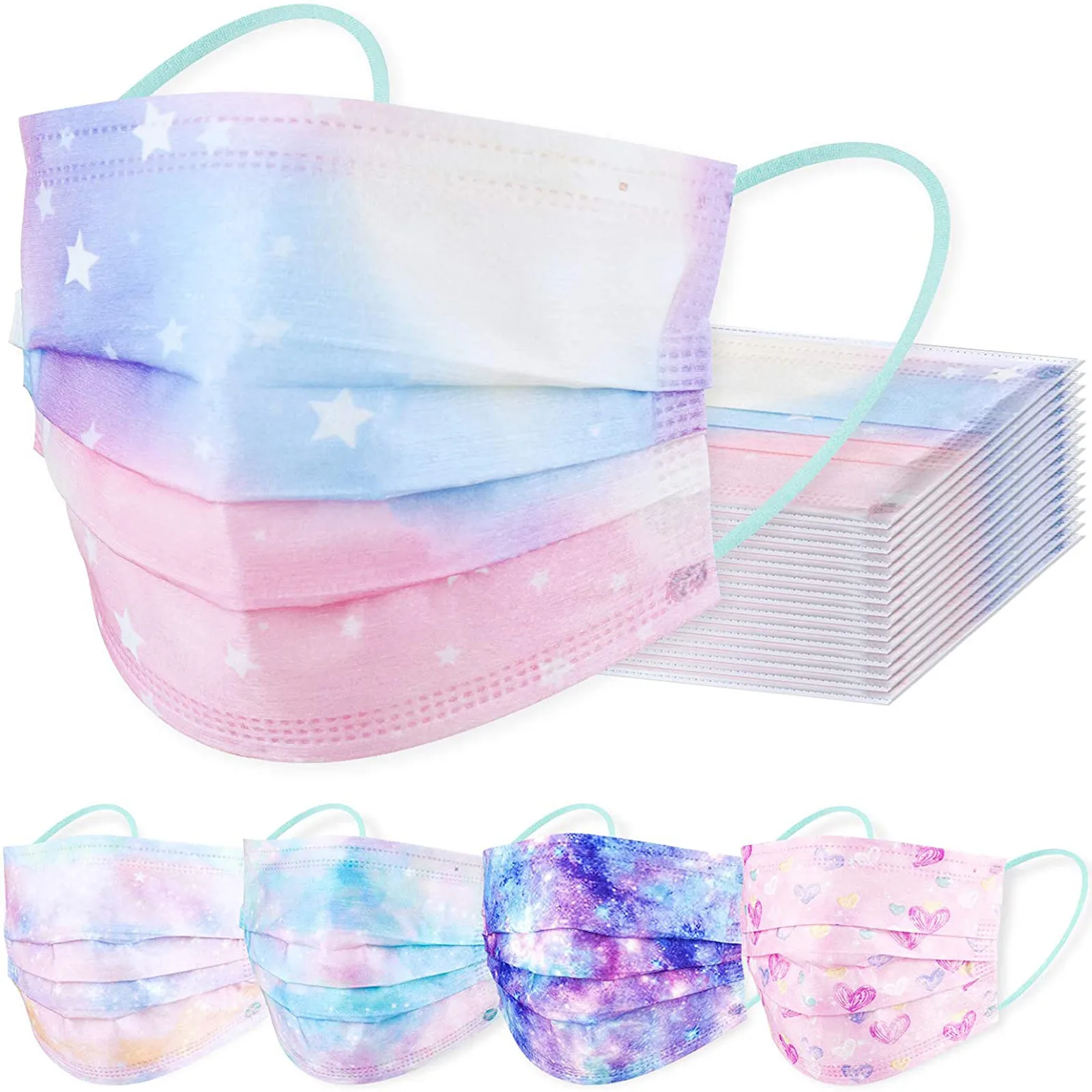 60 шт. Быстрая доставка Детская одноразовая маска для лица промышленная 3-слойная