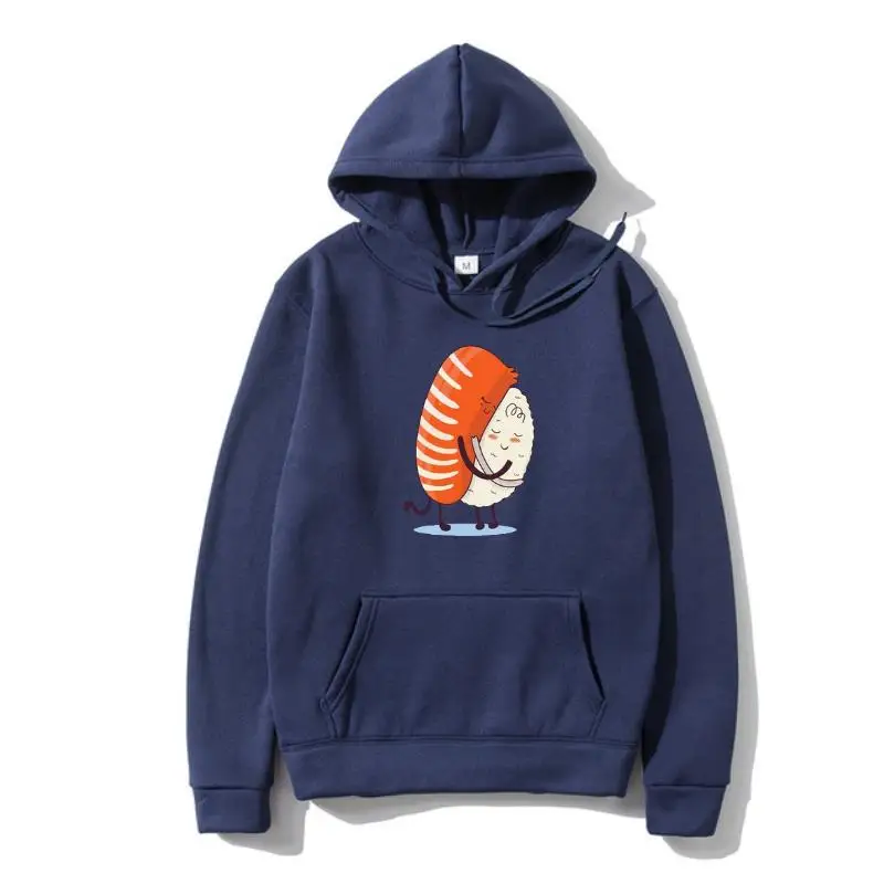 

JCGO Summer Women Hooded S-5XL Plus Size Cotton Funny Love Sushi Print Short Sleeve Lady Outwear Pullover Casual O-Neck Female