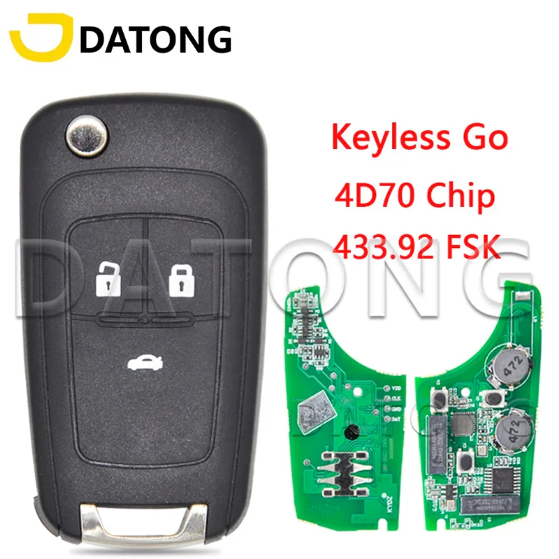 

Автомобильный пульт дистанционного управления Datong World для Chevrolet Monza 4D70 чип 433.92FSK, БЕСКЛЮЧЕВОЙ Выкидной ключ с необработанным лезвием HU100