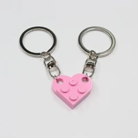 creative love heart shaped brick car building block key chain detachable off site memorial small objects backpack pendant