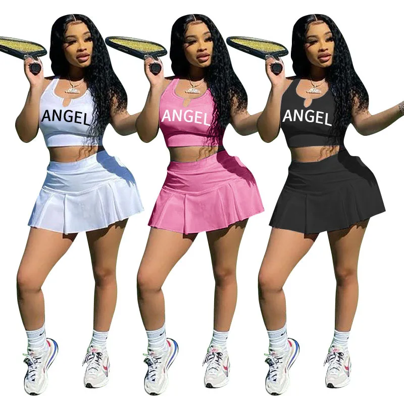 

Спортивная одежда для фитнеса 2022, корейская мода, Женский пикантный жилет с надписью, повседневные шорты с защитой от пустой юбки, комплекты...