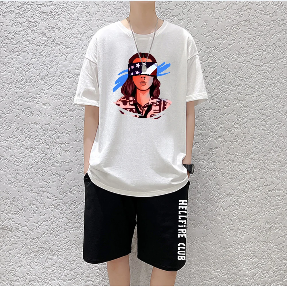 

Y2k Summer Short Sleeve Sets Harajuku Streetwear Solid Color Suit Black Hip Hop Set Large Size Short-sleeve-suit Unisex Cloth
