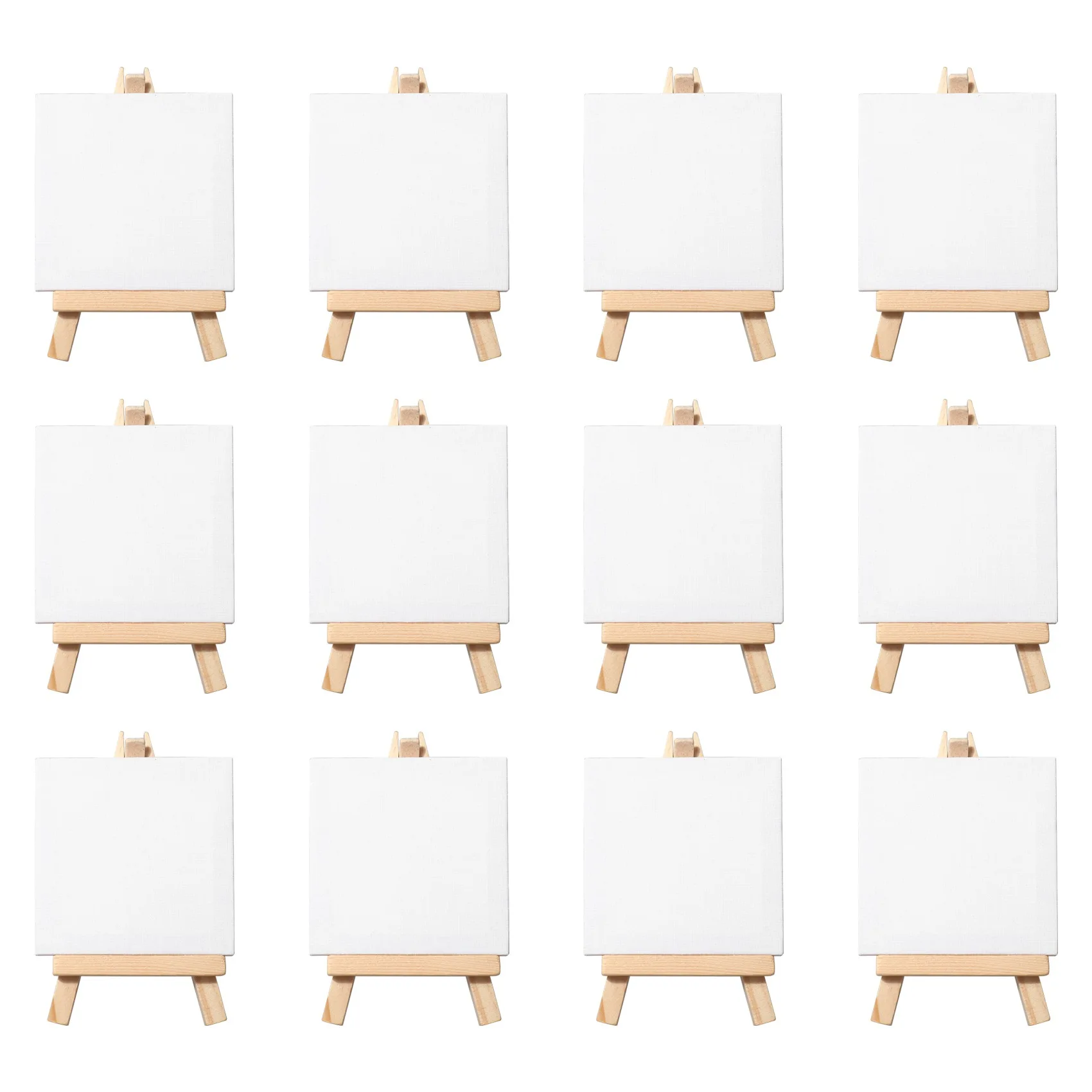 

Artists 3 inch x3 inch Mini Canvas & 5 inch Mini Easel Set Painting Craft Drawing - Set Contains: 12 Mini Canvases & 12 Mini