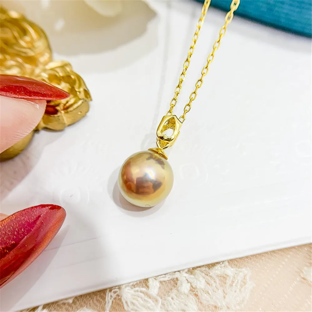 

DIY Pearl Accessories S925 Sterling Silver Pendant Empty Holder K Gold Jade Necklace Pendant with 8-13mm Round Oval Beads