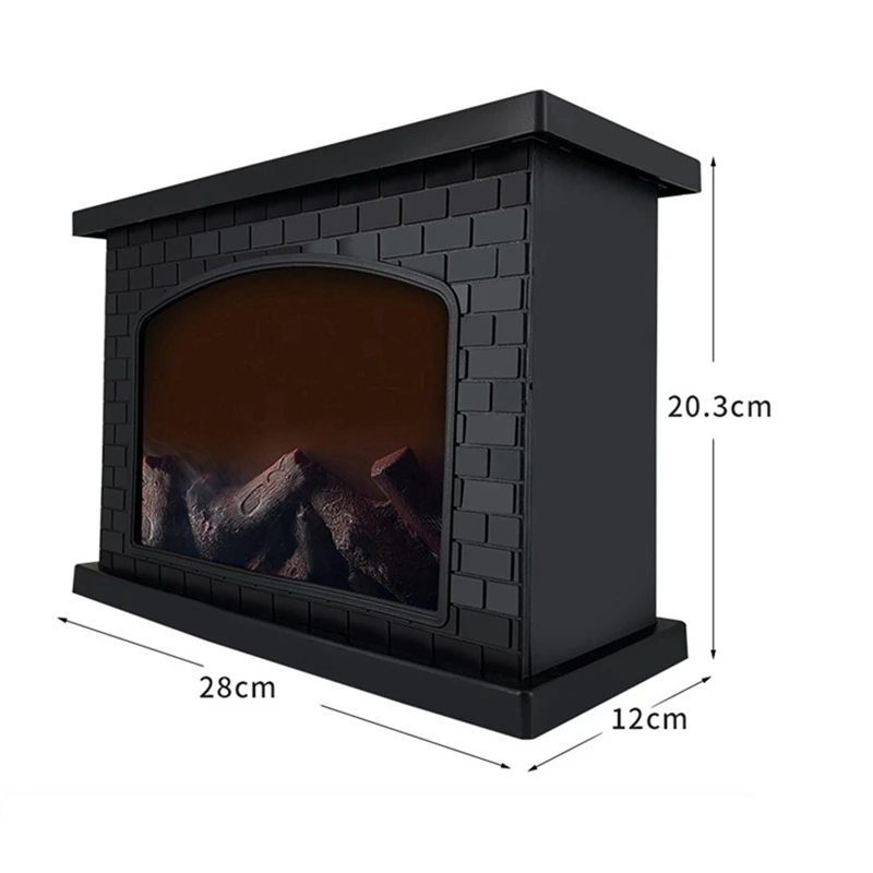 New 2X Electric Fireplace Lantern LED Flame Log Effect Rectangle Fire Place Lantern images - 6