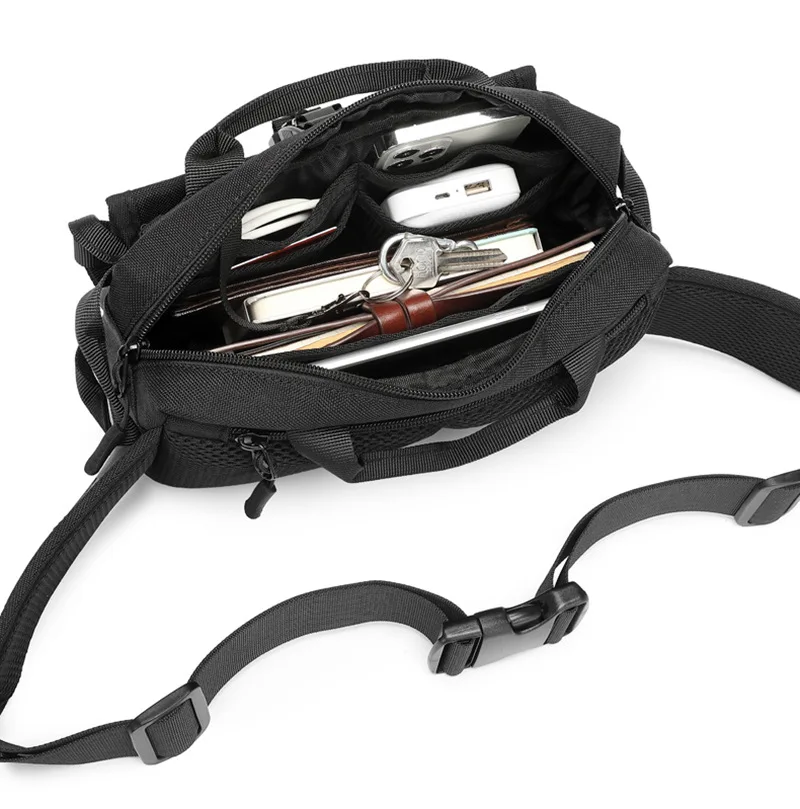 OZUKO Men's Sports Waist Bags Tide Brand Waterproof Crossbody Bags Outdoor Functional Tactical Crossbody Chest Bags Men