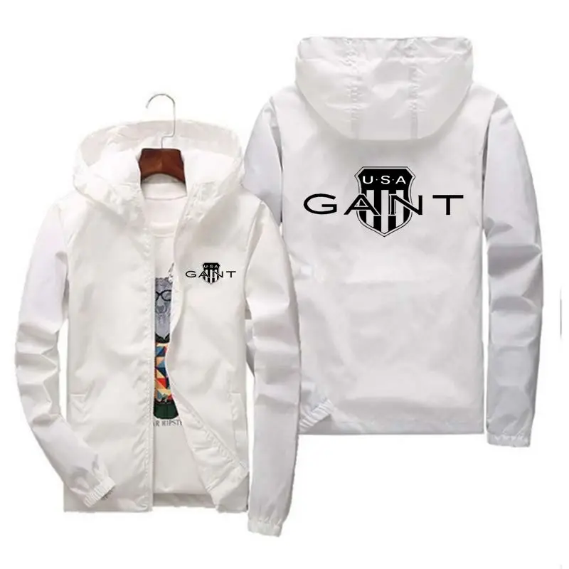 

2022 GANT Brand Print Slim Fit Reflective Visor Leather Jacket with Zip Men's Camping Hood, Oversized Aviator 7XL