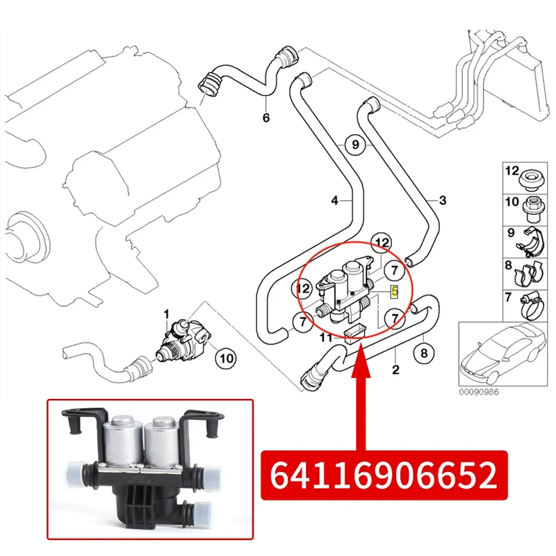 Электромагнитный клапан управления нагревателем STPAT 64116906652 Для BMW E60 E63 E65 E66 535i xDrive