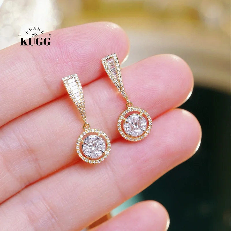 Женские серьги из 18-каратного желтого золота KUGG круглые с натуральными