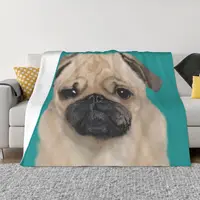 Dog Cute Naughty Lively Clever Clingy Pug Portable Warm Throw Blankets for Bedding Travel