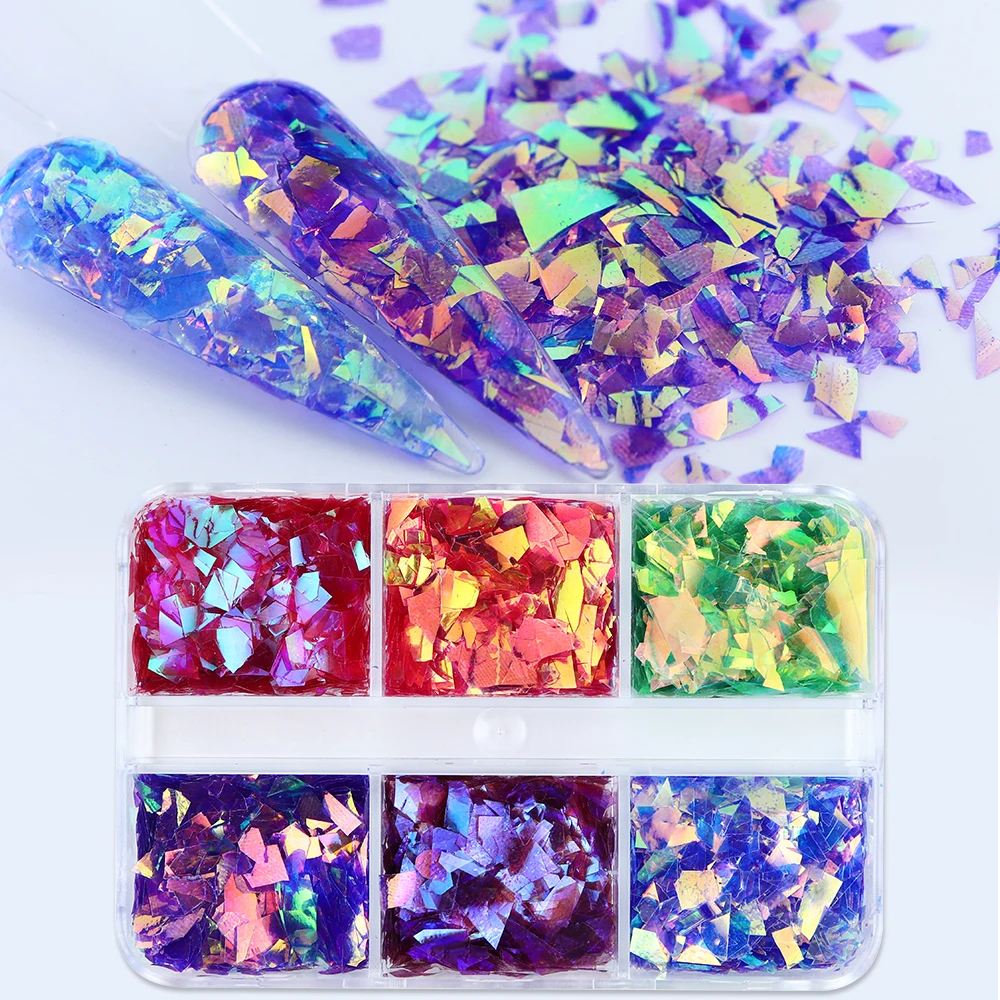 

Sparkling Nail Art Glitter Film Irregularly Shaped Glass Paper Fingertip Decorative Sequins Nail Stylist Supplies Accessories