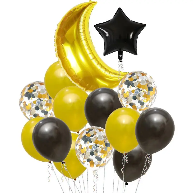 

14Pcs Eid Mubarak Balloon Set Moon Star Air Globo Home Birthday Party Wedding Proposal Decorations Baby Shower Supplies Kid Gift