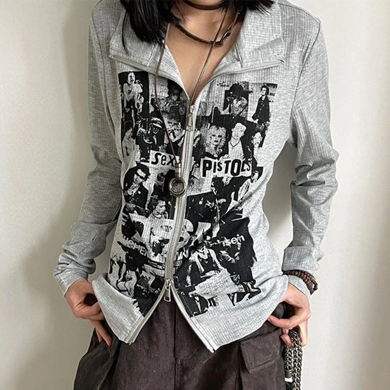 Gidyq Y2K рубашка с принтом женская американская винтажная уличная толстовка на