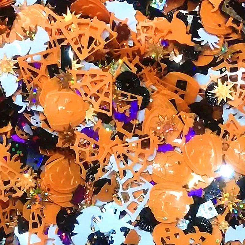 

Украшение на Хэллоуин, 10/50 г, блестки, конфетти, волшебник, паук, призрак, череп, летучая мышь, тыква, обрезки, лента, рандомные принадлежности