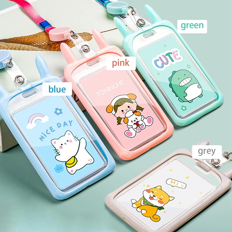 

Kawaii Kpop Idol Photocards Storage With Keychains Sweet Girls Bus Card Holder Cartoon Cat Photo Sleeves Cute Student Stationary