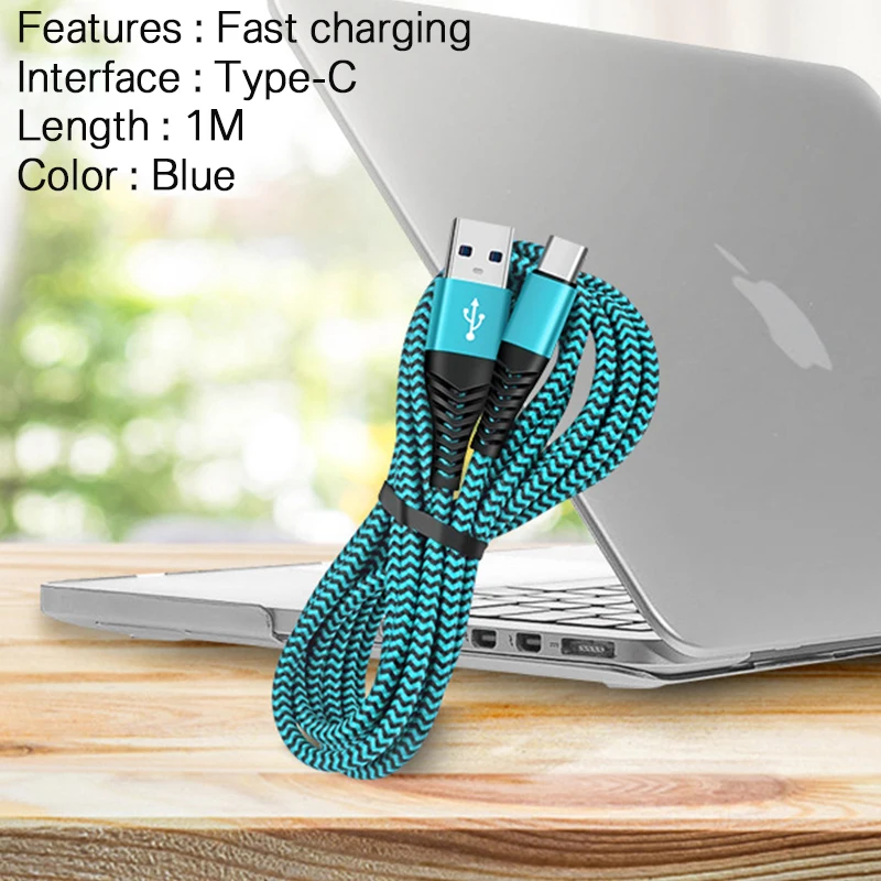 

1m 2m 3A Micro USB Type C Nylon braided Data Cable fast charge mobile phone charging cable Type-C Charger USB Cables Protect