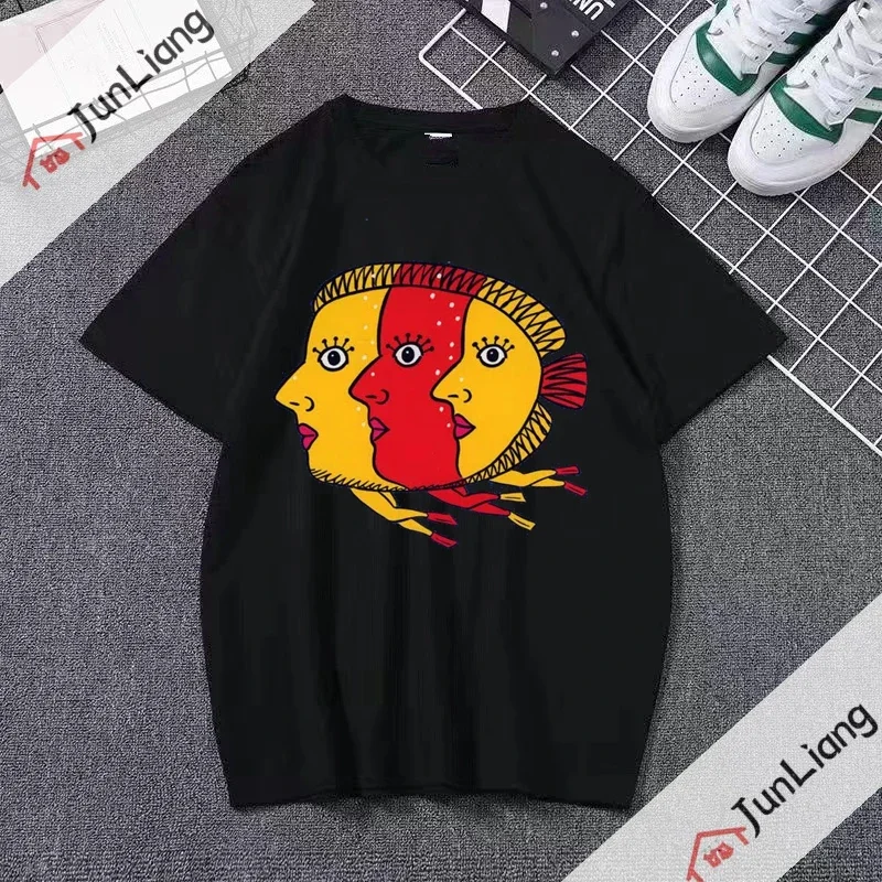 Уличная одежда в стиле хип-хоп с абстрактными рыбками Discus повседневные свободные