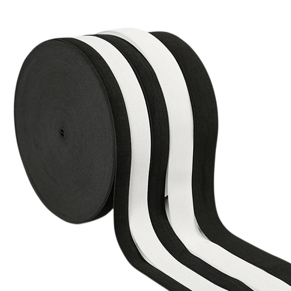 Эластичные ленты шириной 10 ярдов ширина от 55 мм до 80 белые черные для одежды брюк
