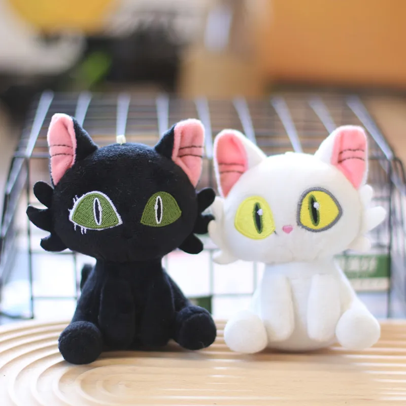 

Anime Suzume No Tojimari Doll Keychain Unisex Kawaii 12cm Black White Cat Pendant Plush Figure Dolls Key Rings Toy Kids Gifts