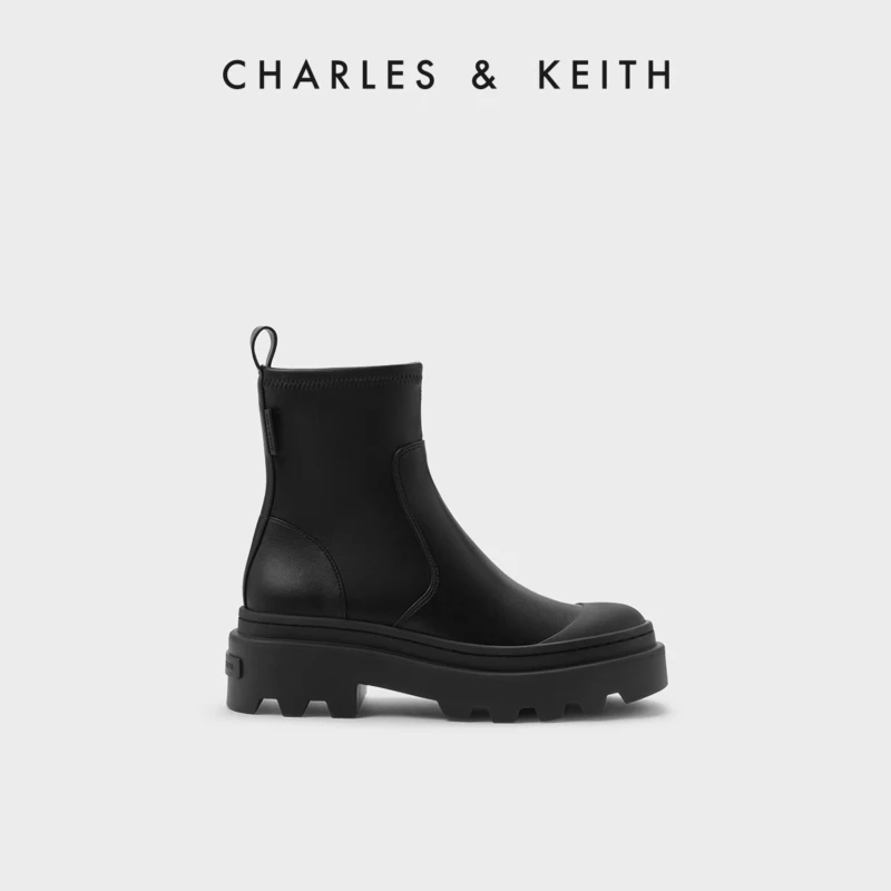 

CHARLES&KEITH23 autumn new product CK1-90360390 Thick zipper elastic skinny boots for women