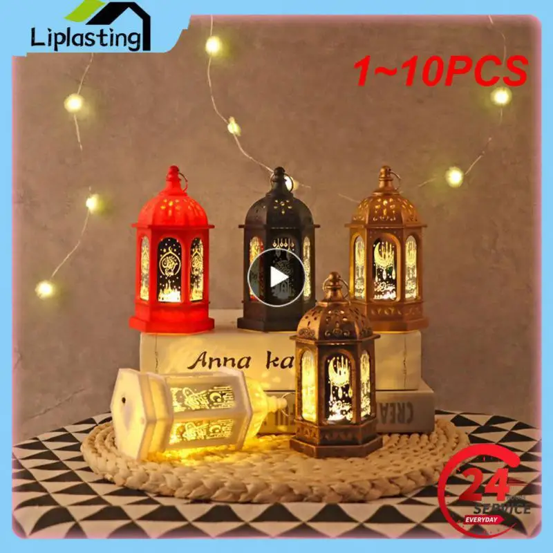 

1~10PCS Ramadan Lantern Decoration Plastic LED Eid Mubarak Lamp Ramadan Festival Table Light 2023 Ramadan Party Lighting