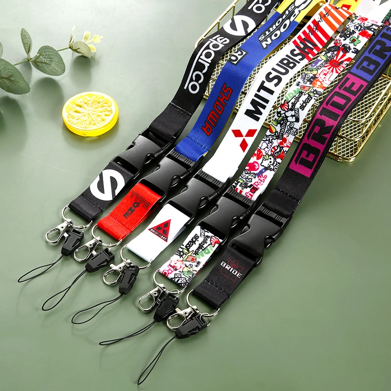 

JDM Racing Modding Culture Rock Fashion Tags Employee's Card Neck Lanyard Keychain Nylon Embroidery Motorcycle Auto Key Ring