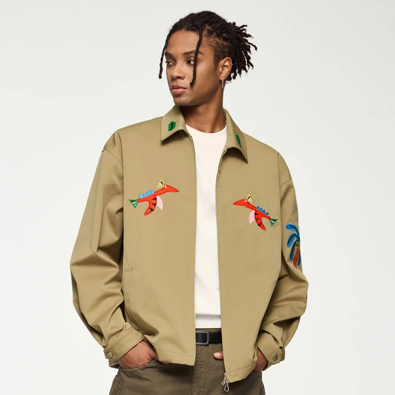 Мужская забавная короткая куртка с вышивкой осенне-зимняя новая американская