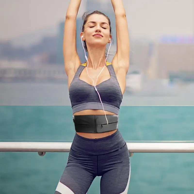 

Portable Running Waist Belt Running Belt Phone Belt With Zipper Large Capacity Multi-Pocket Fanny For Gym Travel Outdoor Runners