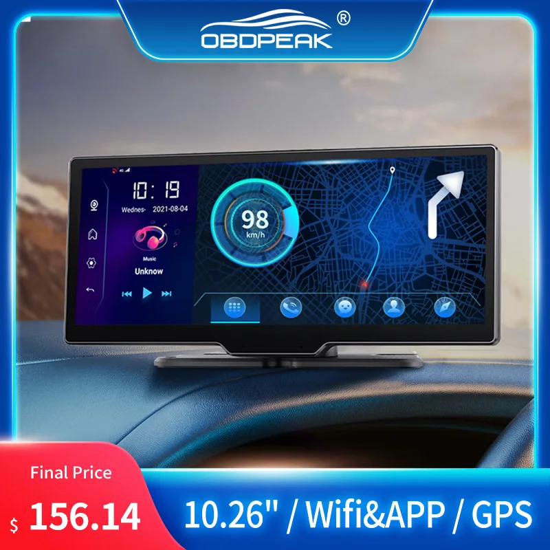 OBDPEAK Q98s 4GB+32GB Car Dash Cam DVR Recorder Dashboard 10.26" 4G Wifi GPS Navigation Dual DashCam Rearview Mirror 24H Parking