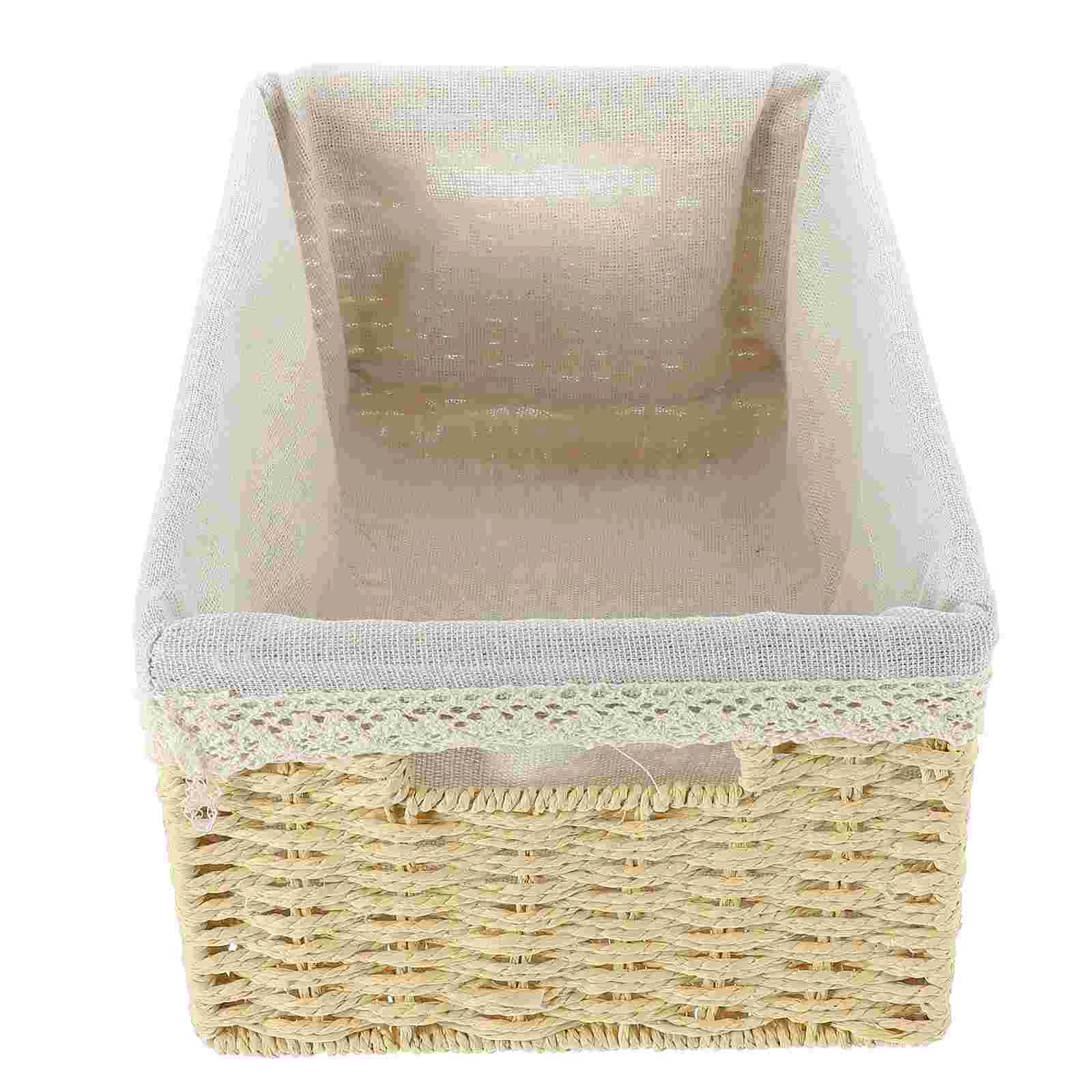 

Straw Storage Basket Sundries Desktop Sundry Container Finishing Decorative Woven