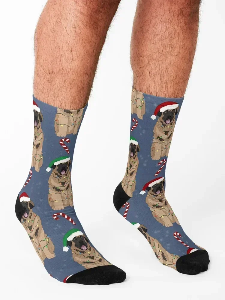 Рождественские носки Leonberger Santa чулки мужские летние для девочек