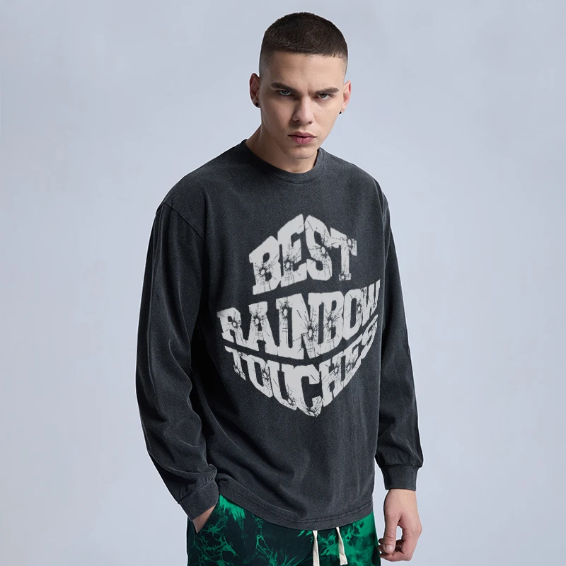 

Свитшот мужской варенный, винтажная Модная рубашка свободного покроя в стиле хип-хоп, с забавным принтом, уличный стиль унисекс, черная одежда
