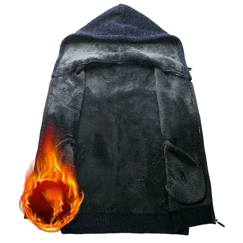 Мужской зимний флисовый теплый кардиган повседневный облегающий плотный свитер