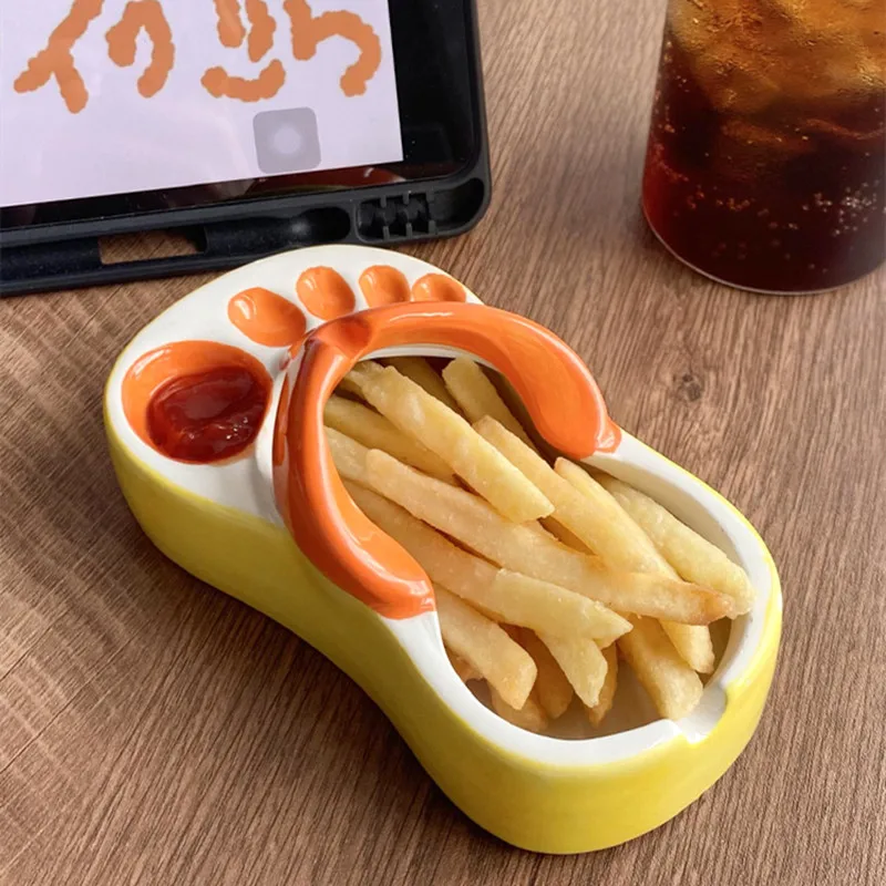 

Прекрасные шлепанцы Ketchup соевый соус Dipper, портативная керамическая тарелка для салата, Милая Мини-тарелка для закусок