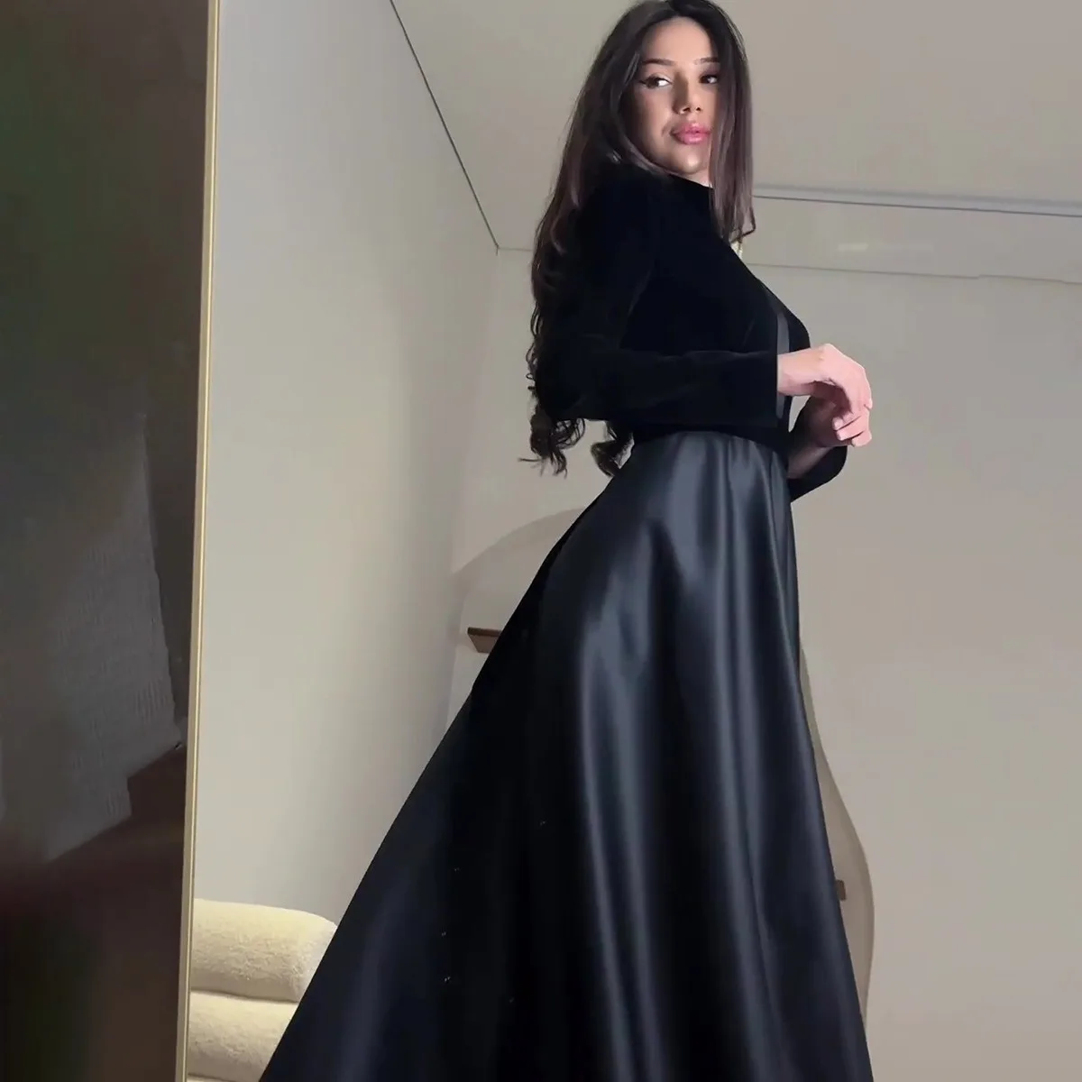 Женское Бархатное облегающее платье с длинным рукавом повседневное однотонное в