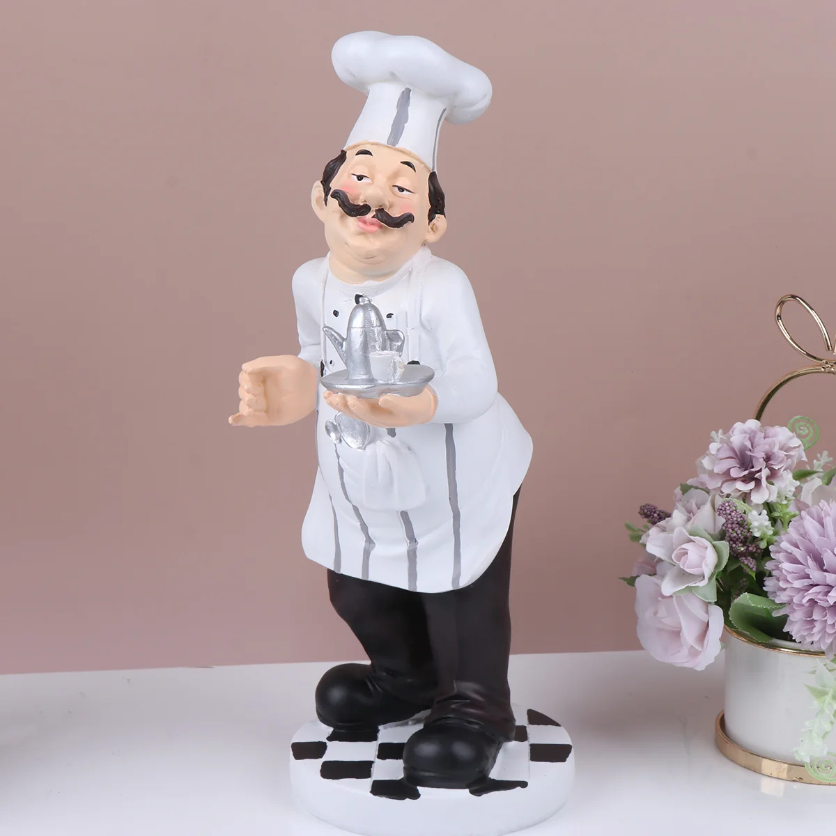 

Chef Statue Resin Kitchen Italian Ornament Figurines Figurine Cook French Decoration Fat Decor Model Table Sculpture Figure Cake