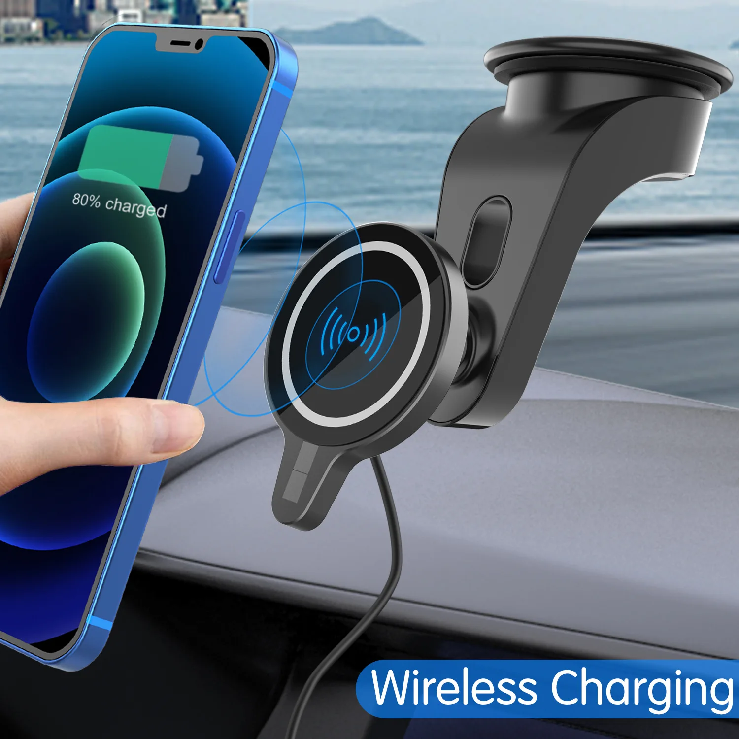 

New Car Magnetic Wireless Charger Dashborad Windshield Suction Cup Fast Charging Bracket Phone Holder