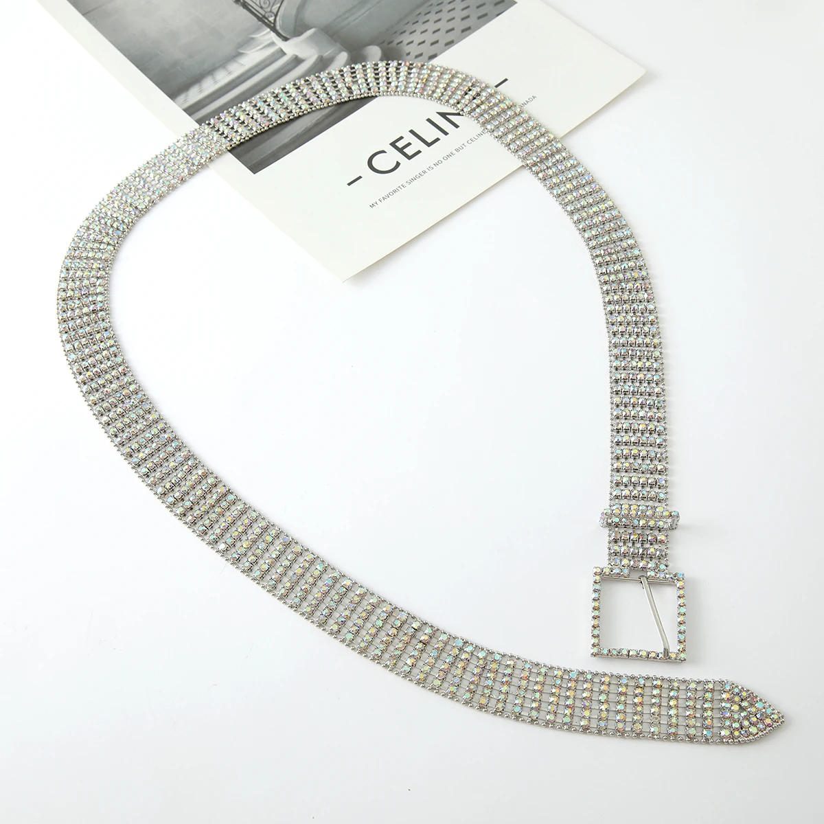 Fashion Silver Plated AB Rhinestones Decor Chain Belts for Women