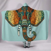 mandala elephant handmade hooded blanket with hood hippie festival vegan blanket yoga meditation plush sherpa fleece