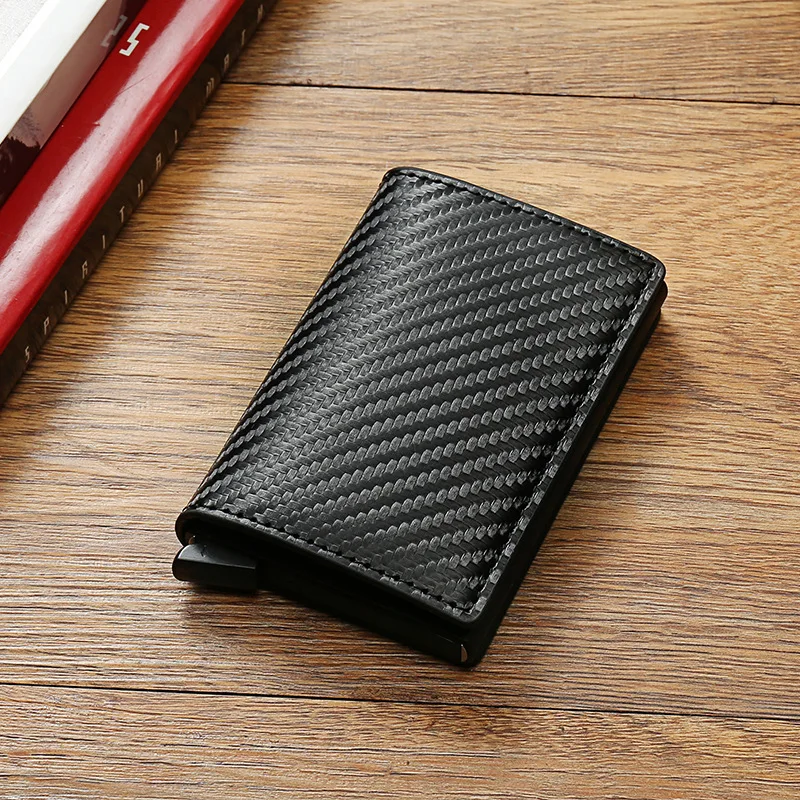 

Credit Card Holder Men Wallet PU Leather Wallets RFID Blocking Protected Aluminium Box With Money Clip Designer Cardholder