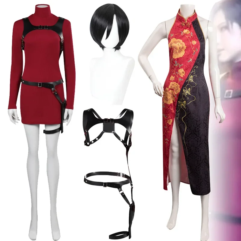 Игра Resident 4 Ада Вонг парики для косплея женский костюм наряд Фантазии Хэллоуин