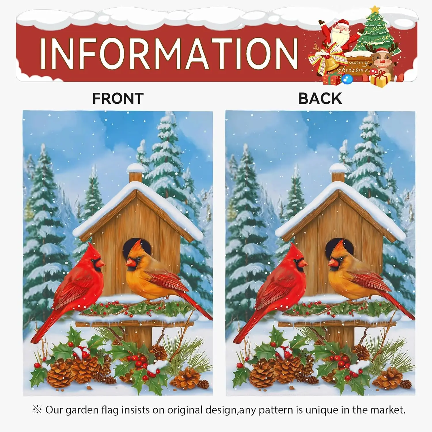 Флаги Cardinal Winter Garden 12x18, двусторонние, с изображением птичьего гнезда, рождественские, для улицы, снежный пейзаж, для двора, фермы, LLG (art.: 3920d9693fbbd) - 3920d9693fbbd
