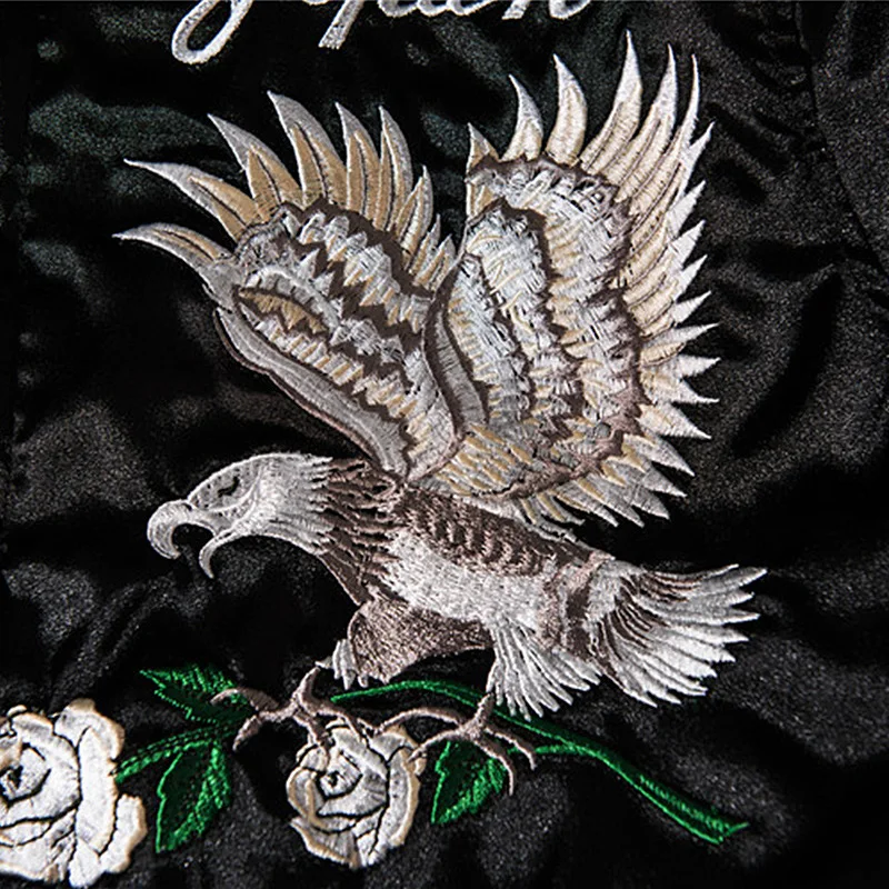 Kanye West Men Vintage Skull Floral Mens Jackets and Coats Japanese Streetwear Hip Hop Bomber Jackets Black Embroidery Jacket