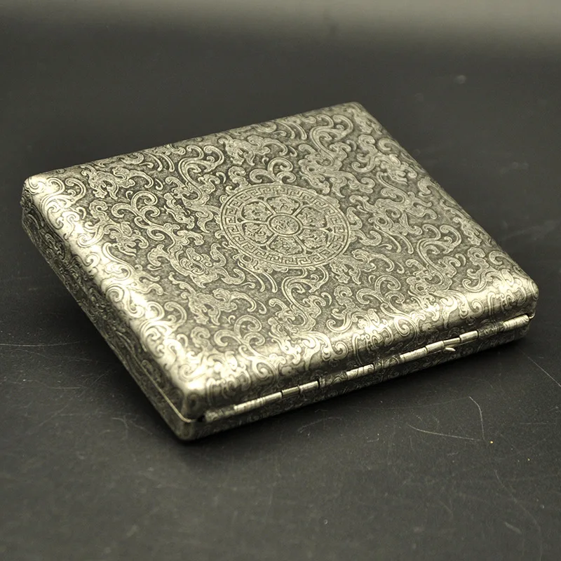Vintage Hand-carved Metal Cigarette Case Rotating Lucky Beads Anti-pressure Moisture-proof Accessories with Gift Box |