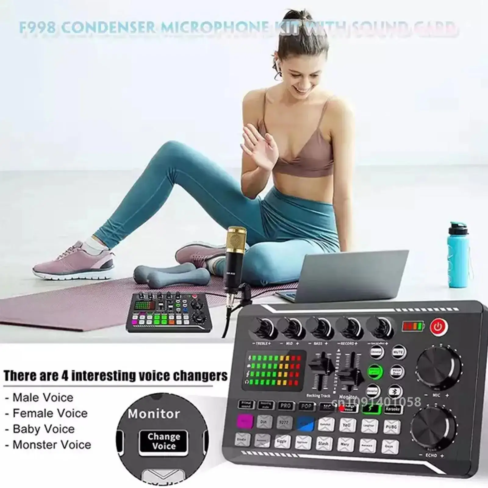 #DJ Equipment Microphone Sound Card Console Studio Kit Cable Phone Mixing Computer Live Voice Mixer F998