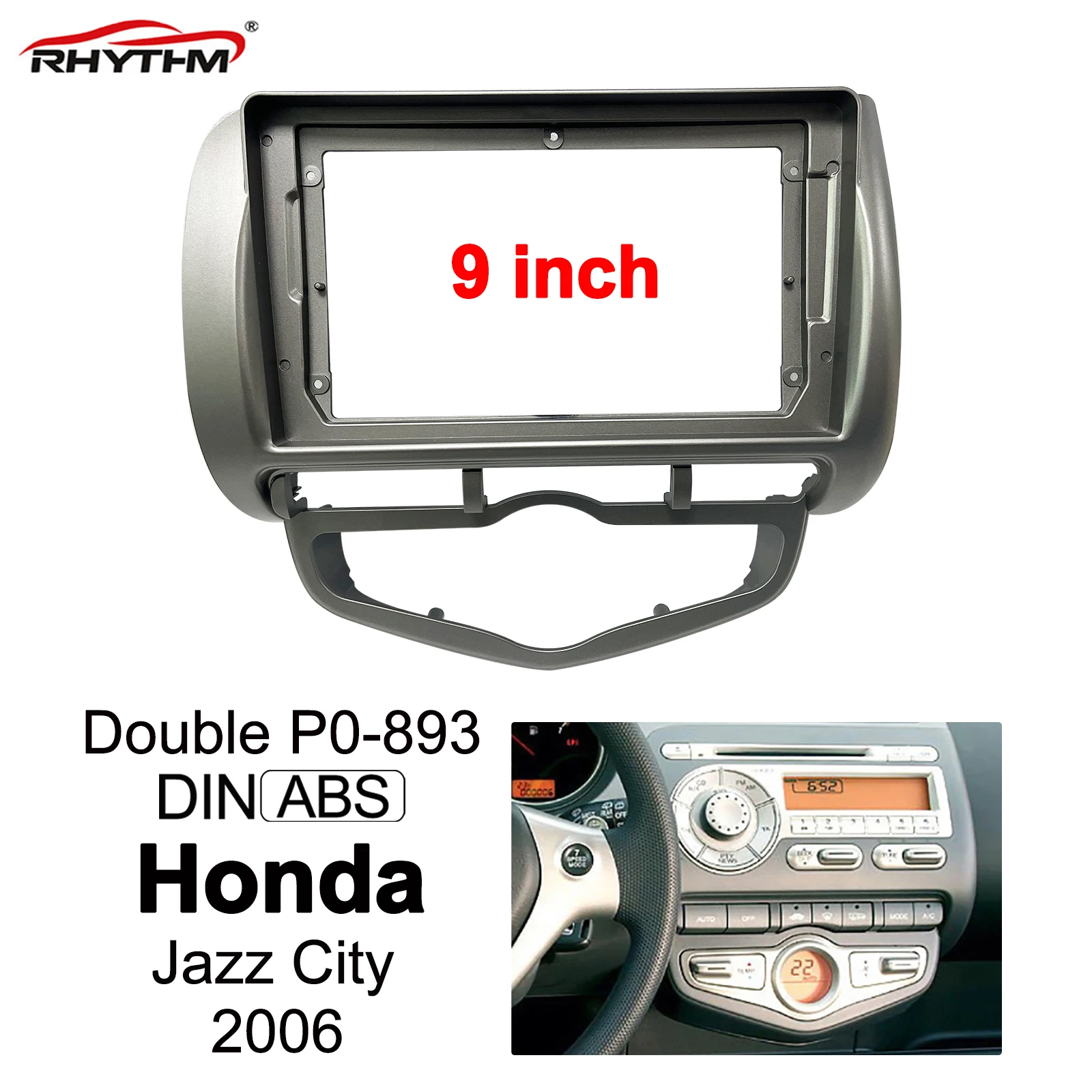 

9 inch 2din Car Fascia For Honda Jazz city 2006 Stereo Panel Dash Mount Installation Double Din Refitting Auto Tools DVD Frame