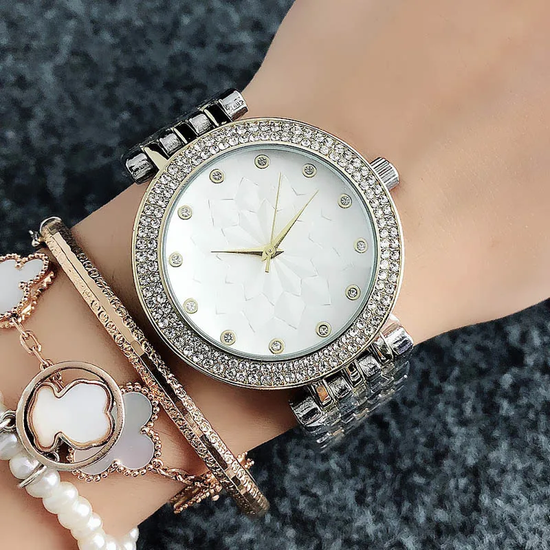 Brand Wrist Watches Women Girl Ladies Crystal Style Quartz Casual Steel Metal Band Clock m101