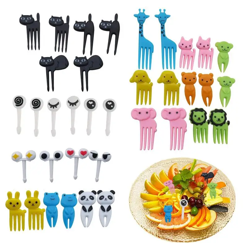 

Детские медиаторы для еды из 36 предметов, милые Мультяшные животные, фрукты, вилки, мини-десерты, набор украшений для детского праздника и детской фотосессии