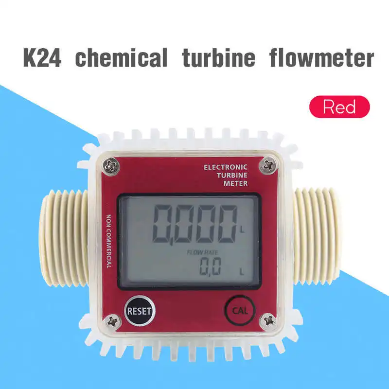 

Red K24 Digital LCD Fuel Flow Meter Turbine Diesel Meter Water Sea 10-90L/min Adjust Liquid Flow Meters Measuring Tools