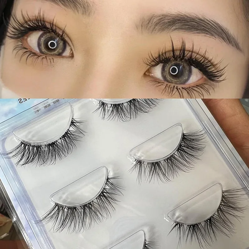 

3Pairs Wholesale Mink Cross Cluster False Eyelashes 3D Faux Natural Fairy Lash Extension Daily Eye Makeup Wispy Long Big Eyes